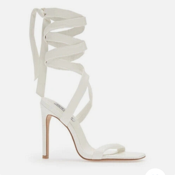Steve Madden Utilize Tie-up Dress Sandals White -11 - Picture 4 of 8